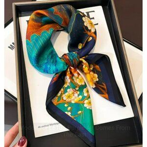 NWT - Purple Air Comes from the East Printed Square Scarf (SKU 0141)